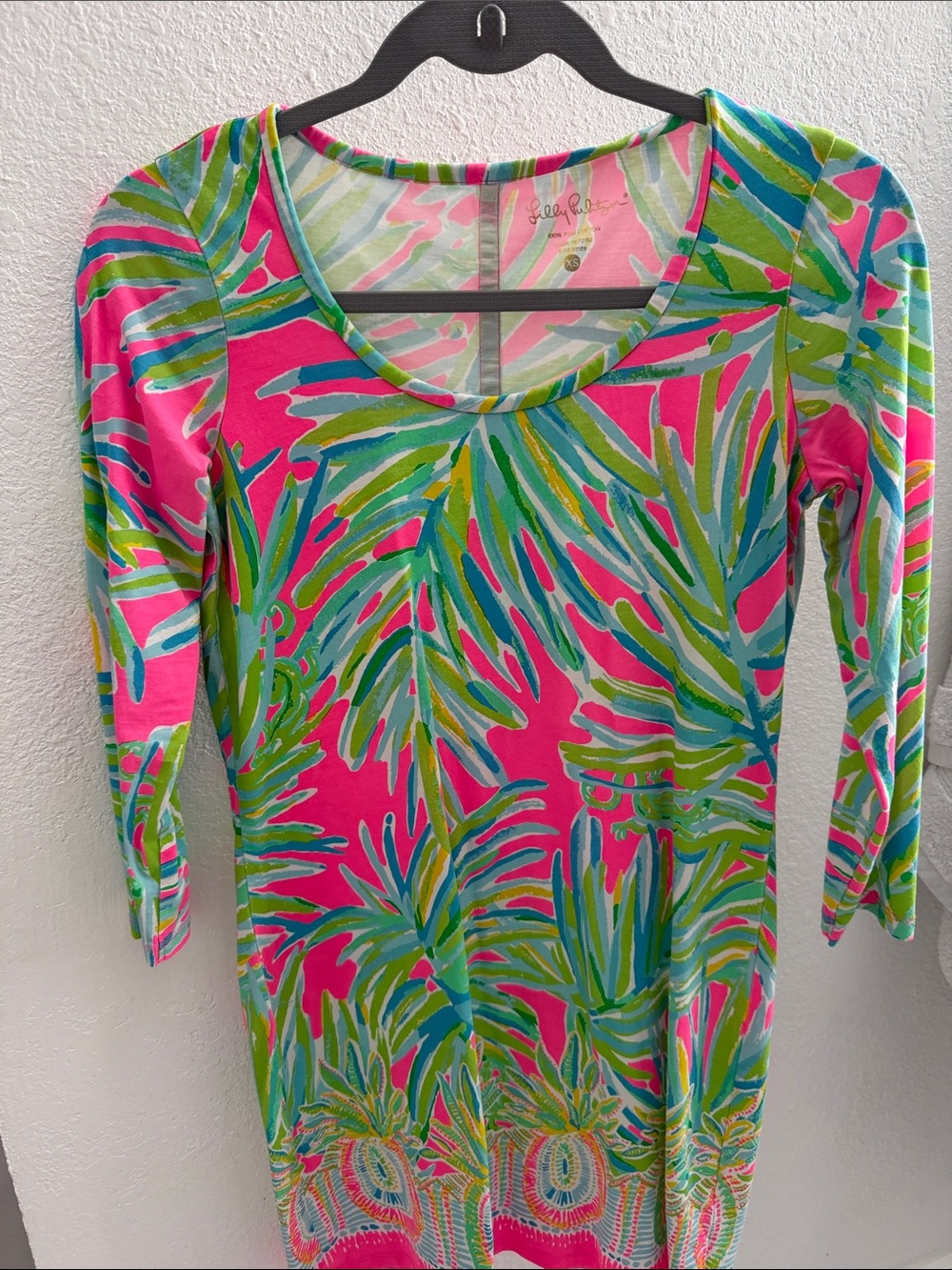 Lilly Pulitzer Pink Green Blue Tropical-Print Scoop Neck Tunic